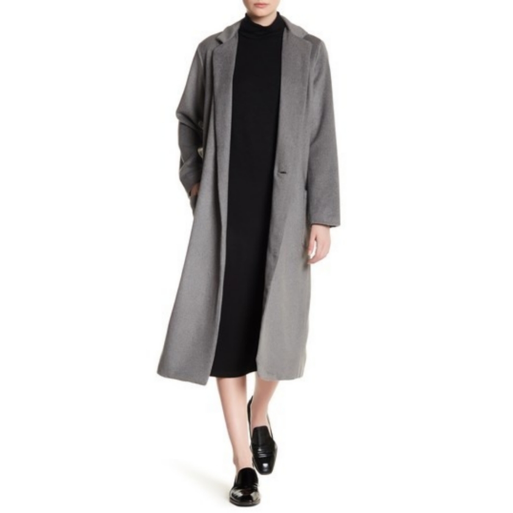 Cupcakes And Cashmere Levin Grey Wool Blend Coat With Button Closure